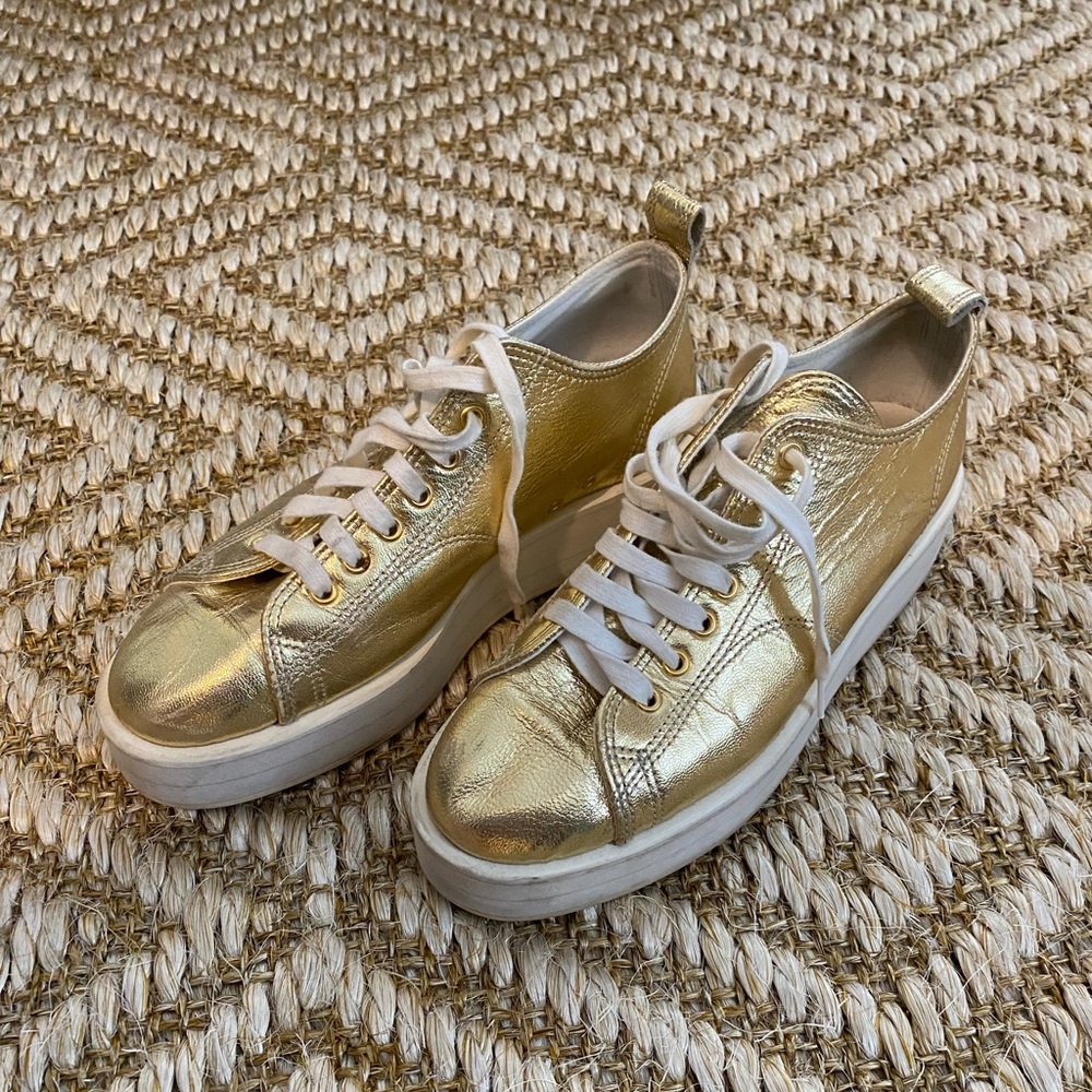 RARE Comme des Garcones Gold Platform Sneakers